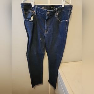 American Eagle Mens Relaxed Slim Airflex+ Denim Blue Jeans Medium Wash 38x30